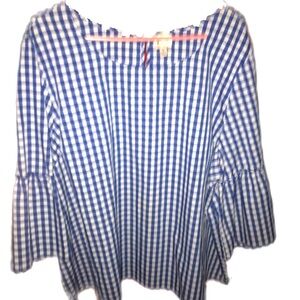 Blue and White Checkered Top